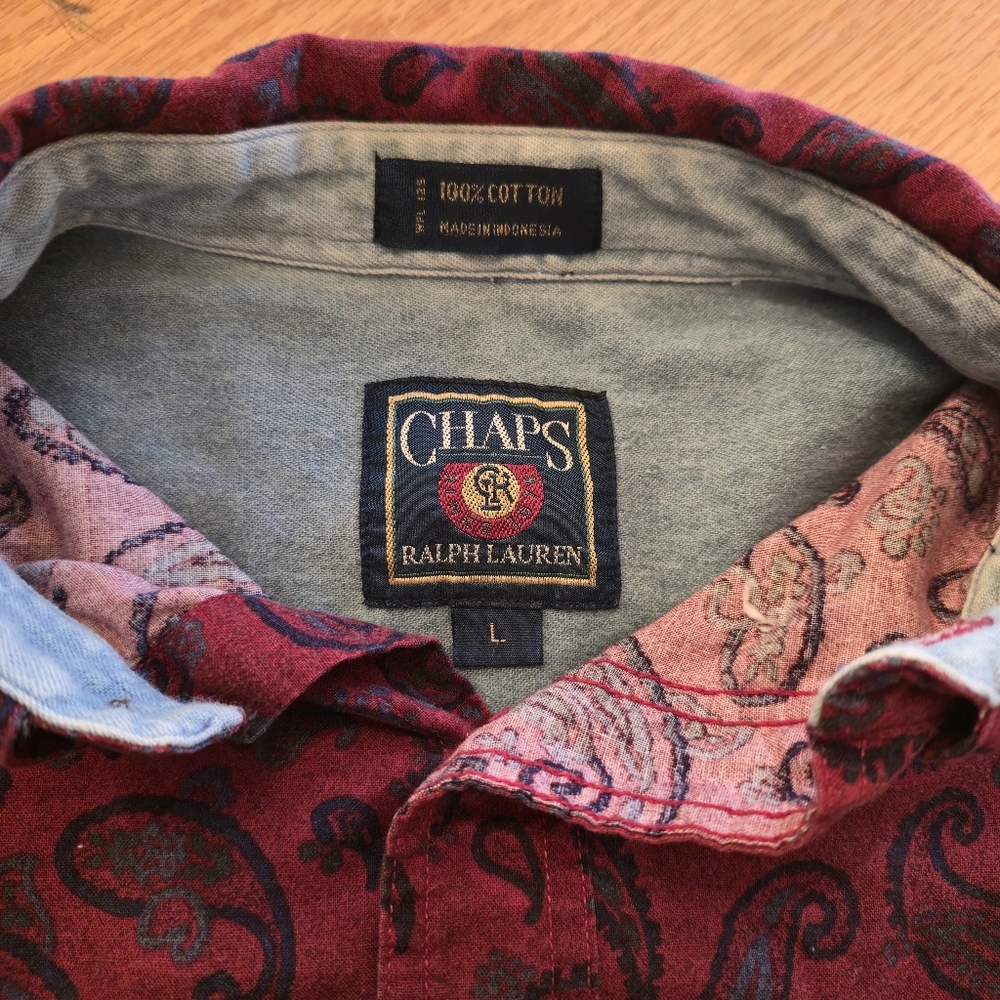 Ralph Lauren Red Paisley Casual Shirt size large - Picture 3 of 8